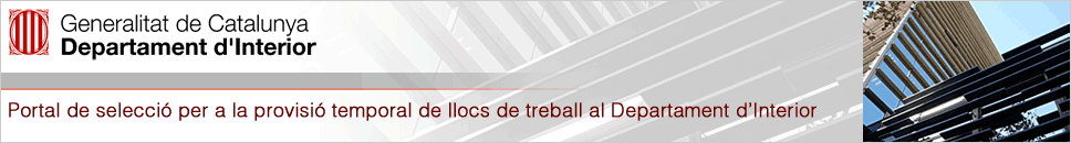 Imatge del portal de selecció per a la provisió temporal de llocs de treball al Departament d'Interior